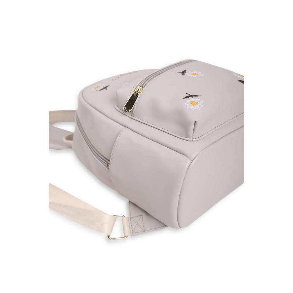 Caprese Zipper Kyle Faux Leather Women's Casual Wear Backpack (Grey, Small)