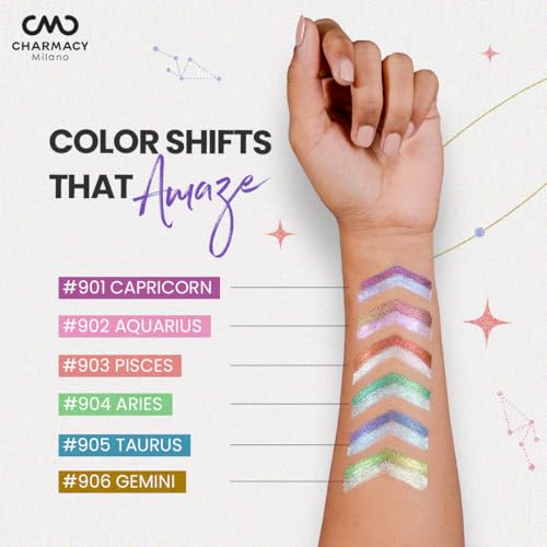 Charmacy Milano Zodiac Eyeshadow Stick - #903 Pisces, Dual-Ended, Highly Pigmented & Duochrome Eyeshadow, Enriched with Cacao Seed Butter, 1.8 Gms