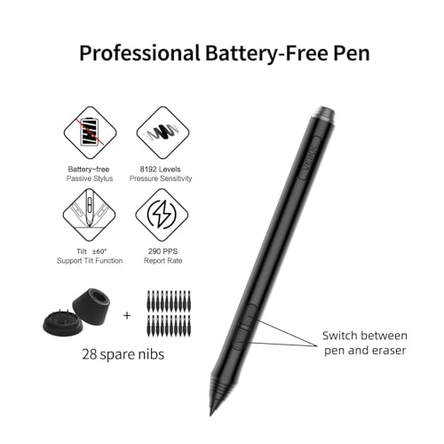 VEIKK A15PRO Graphic Drawing Pen Tablet 10 * 6 inch with 12 Hotkeys and a Quick Dial Support Windows, Mac, Linux, Tilt Pressure (8192 Level Pressure Battery -Free Stylus) (Red)