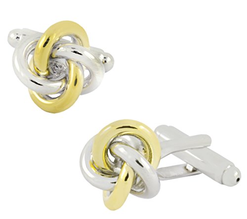 Zivom® Glossy Knot Gold Silver 18K Gold Office Formal Shirt Blazer Cufflink Pair Men Gift Box