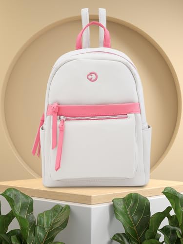 Caprese Sia Fashion Backpack Beige Stylish Backpack with Multiple compartments and Front/Side Pockets, Perfect for College, Travel and Daily use
