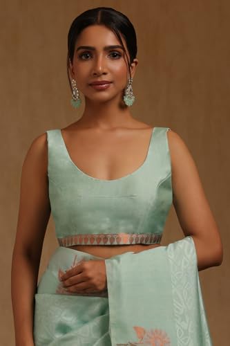 Soch Womens Powder Blue Tussar Zari Woven Saree