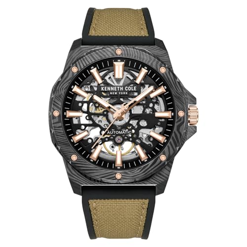 Kenneth Cole Automatic Analog Black Dial Tan Silicon Strap Watch for Men - KCWGZ0076703MNW