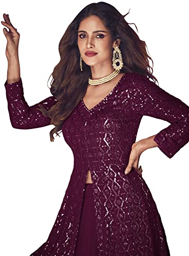 RUDRAPRAYAG Georgette And Santoon Straight Anarkali Gown For Women | Semi-Stitched | Maxi For Women | Gown in Clothing & Accessories
