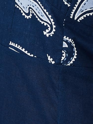Max Kalki x Women Printed A-line Dress (Blue_S)