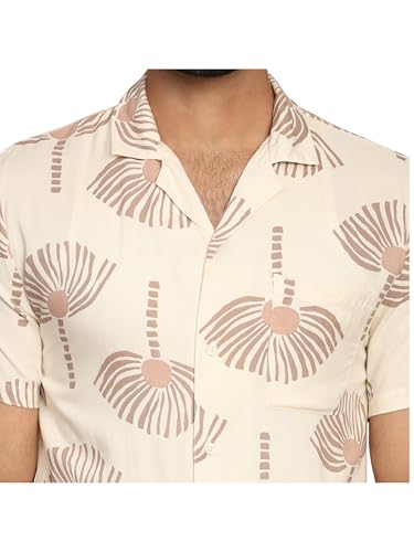 B STORIES Men’s Printed Shirt with Shorts Set | Cotton Co-Ord Set | Half Sleeve Casual Summer Outfit | Button-Down Shirt & Elastic Waist Shorts | Lightweight Lounge & Vacation Wear
