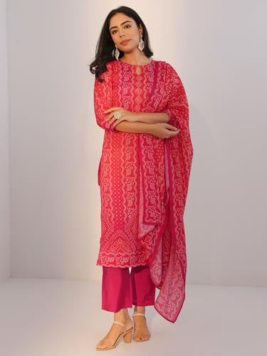 Libas Women's Silk Blend Kurta Set (400314R_Red