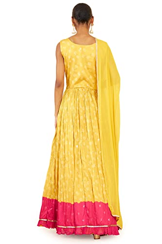 Soch Women Yellow Art Silk Abstract Print Gown