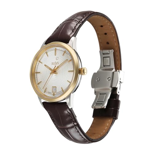 Xylys Waltz-L with Analog with Date Quartz Silver Dial Two Toned Leather Strap Watch for Women - 45028BL01E