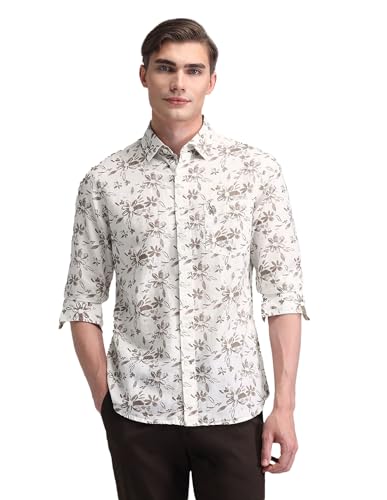 U.S. POLO ASSN. Tailored Fit Printed Shirt (USSHT2232_Beige_42)