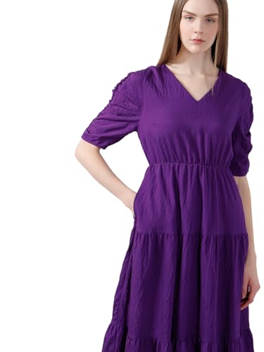 VERO MODA Women's Purple Fit and Flare Dress