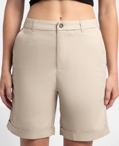 Jockey A125 Women's Super Combed Cotton Woven Twill Fabric Relaxed Fit Shorts with Convenient Side Pockets_Oxford Tan_XXL