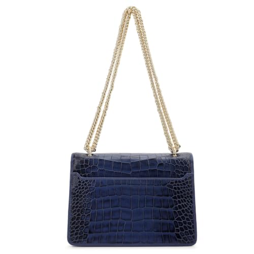 Da Milano Leather Shoulder Bag for Women - Stardust Blue (LB-00984)