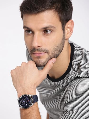 Daniel Klein Leather Analog Blue Dial Men's Watch-Dk11125-2