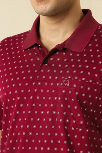 Allen Solly Men Maroon Print Polo Neck T-Shirt