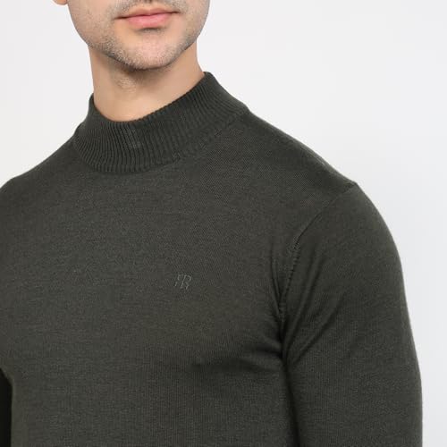 Raymond Men Contemporary Fit Solid Pattern Marino Wool Acryalic Blend Full Sleeve Turtle Neck Casual Sweater
