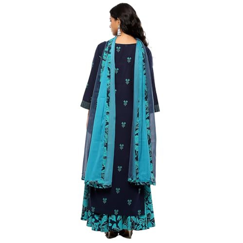 BIBA Women's Cotton Kurta Sets (SKDTNBNA9846AW24NAV_Blue