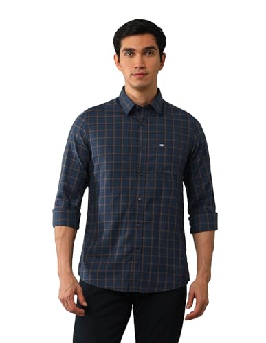 Arrow Sports Men's Checkered Slim Fit Shirt (ASAJSH1414_Dark Blue