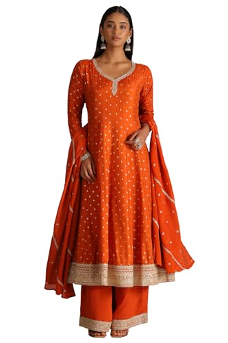 Soch Women's Viscose Blend Kurta Suit Set (OWS5CD21871_Orange
