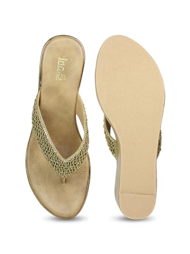 INC 5 Synthetic Open Toe Womens Party Wear Sandals (FWINC600462006, GOLD, SIZE_09)