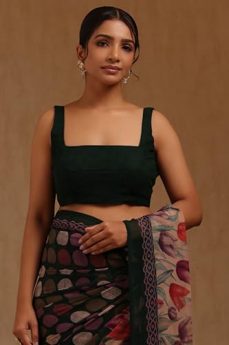 Soch Womens Green Georgette Geometric Print Saree