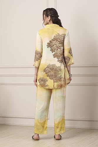 Biba Women Green Viscose Rayon Straight Suit Set_36