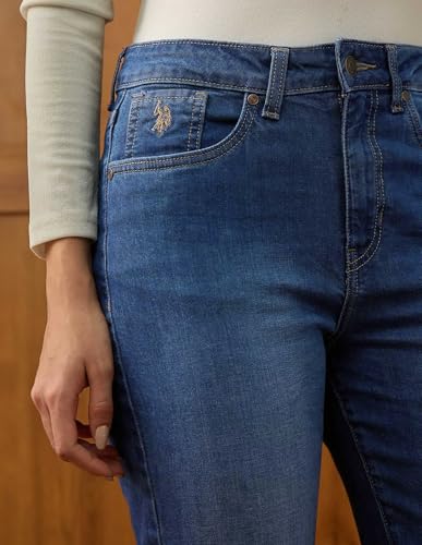 U.S. POLO ASSN. High Rise Straight Fit Jeans (UWAW25JEN447_Blue_26)