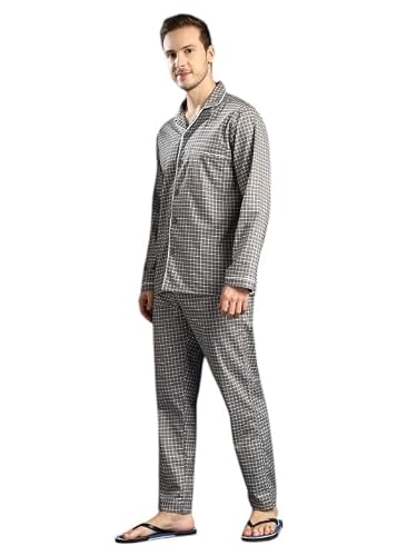 Hancock Men Cotton Checked Night Suit White Size XL