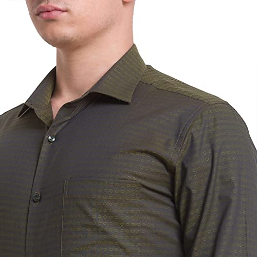 Park Avenue Fancy Green Shirt (Size: 46)-PISX00383-N9