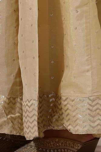 W for Woman Gold Solid Sequins Flarred Skirts (Size: M)-24AUW50501-400770