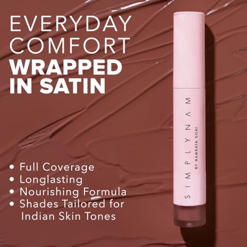 SIMPLYNAM Satin Soft Lip Crème – Dusty Pink | 1 Swipe Full Coverage | Hydrating, Creamy Matte Finish | 16 Hour Stay | Transfer-Proof & Smudge-Proof | Infused with Peptides & Squalane | Vegan (Dolly, 5 ML)