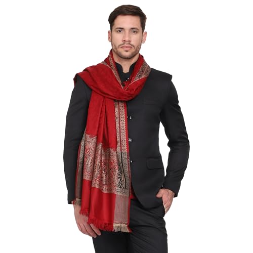 Weavers Villa Men's Woven Acro Wool Gents Shawls, Muffler, Stoles for Men, 100cm x 200cm