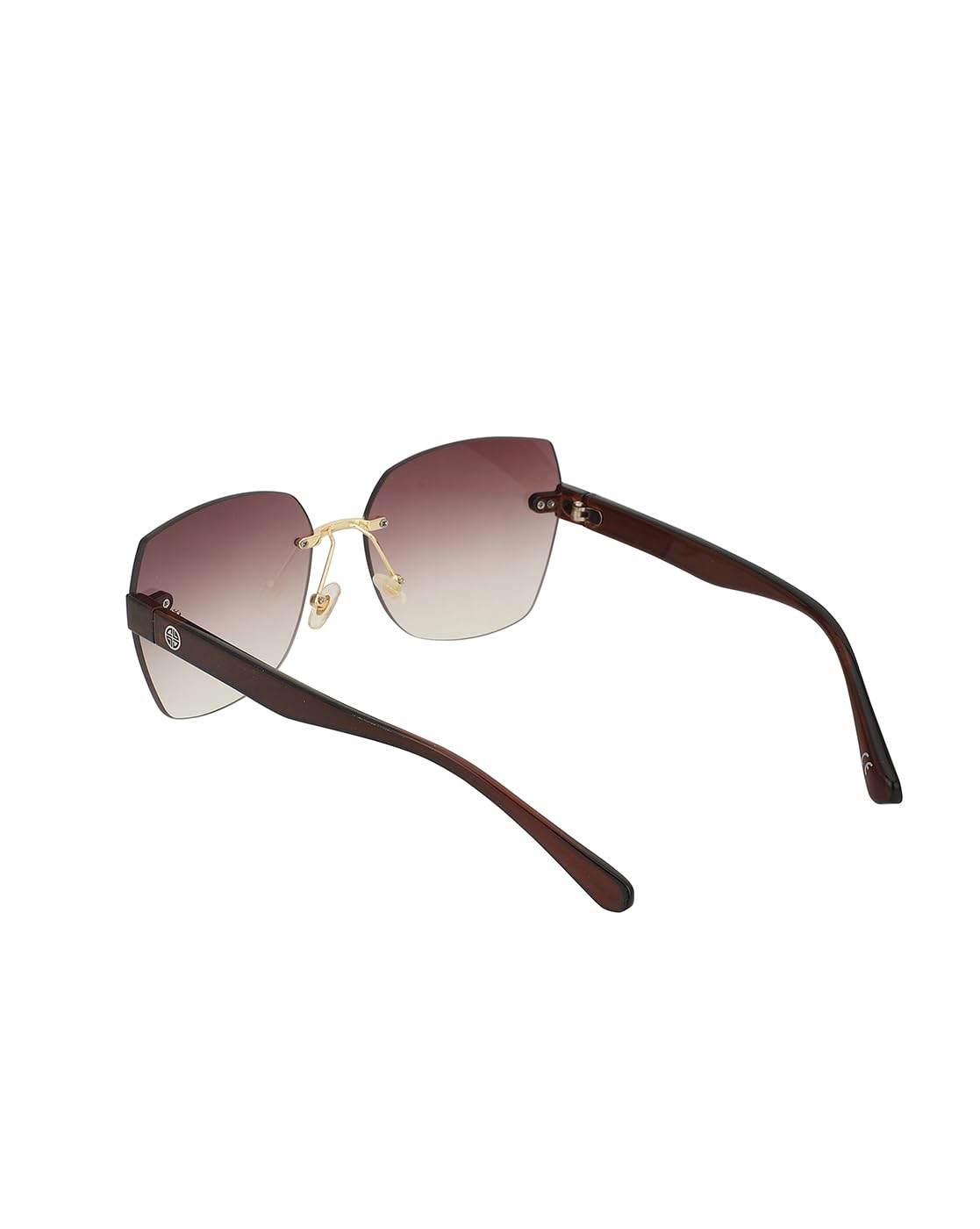 Carlton London Gold with Brown toned Oversized Women Rimless Sunglass with UV Protected Lens