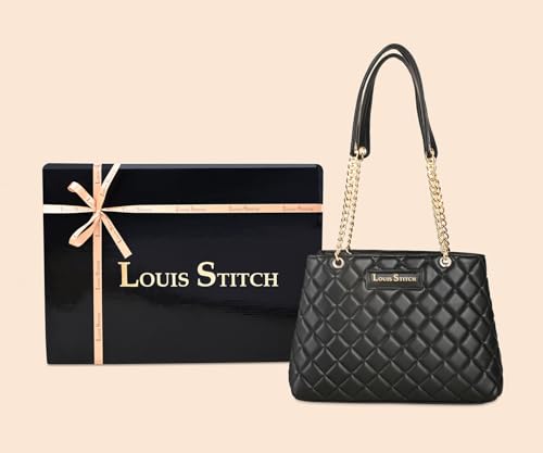 LOUIS STITCH Stylish Black Handbag for Women | Multi Pocket Ladies Satchel Handbag for Travel, Office, College | LDB-12-CUSBJB
