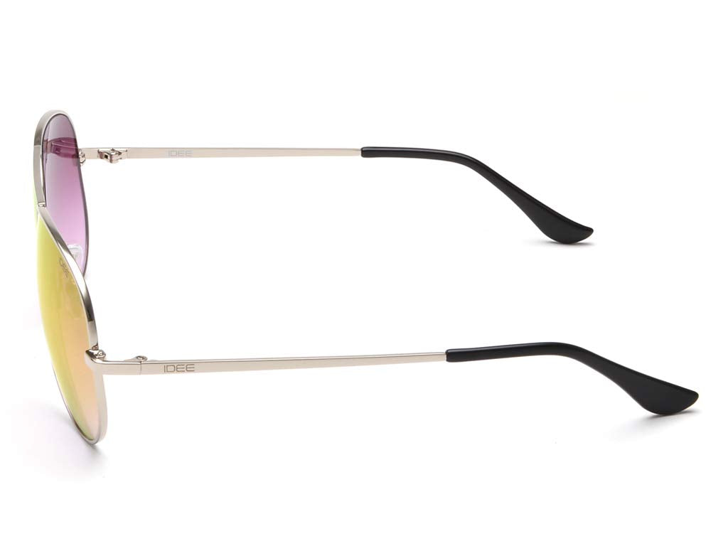 IDEE 100% Uv Protected Sunglasses For Unisex|Size- Large|Shape- Aviator|Model- Ids2500C46Sg, Silver