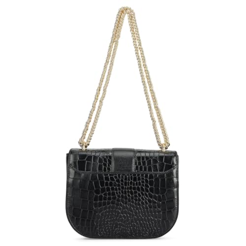 Da Milano Leather Shoulder Bag for Women - Black (LB-00930)