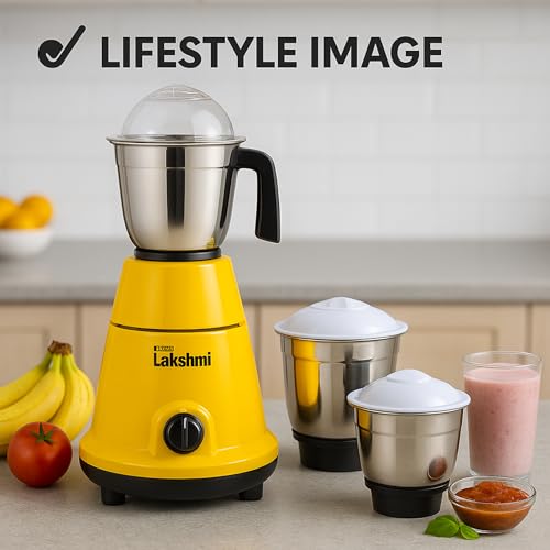 Maha Lakshmi® Mixer Grinder 750W | 3 Stainless Steel Jars (Grind, Store & Multipurpose) | Heavy Duty Copper Motor | Powerful 3 Speed Control | Best Kitchen Mixer Grinder with 2 Years Warranty, Indian