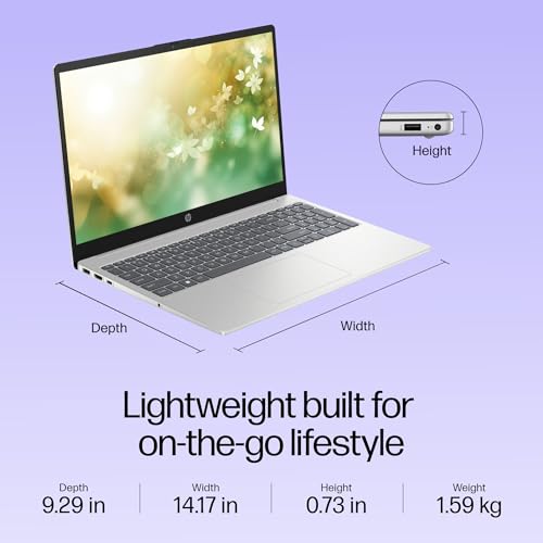 HP 15, 13th Gen Intel Core i3-1315U Laptop (8GB DDR4, 512GB SSD) Anti-Glare, Micro-Edge, 15.6"/39.6cm, FHD, Win 11, MSO 21, Silver, 1.59kg, Intel UHD Graphics, 1080p FHD Camera, 15-fd0465TU