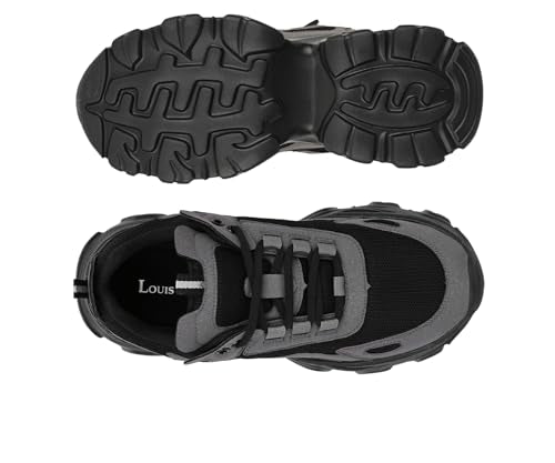 LOUIS STITCH Women’s Sneakers Black | Comfortable Lightweight Walking Shoes | Stylish Casual Lace-Up Trainers for Daily Wea | LSLD-SNK-01-JB | (UK-3)