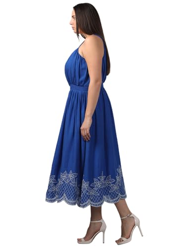 VERO MODA Curve Women's Fit and Flare Blue Dress