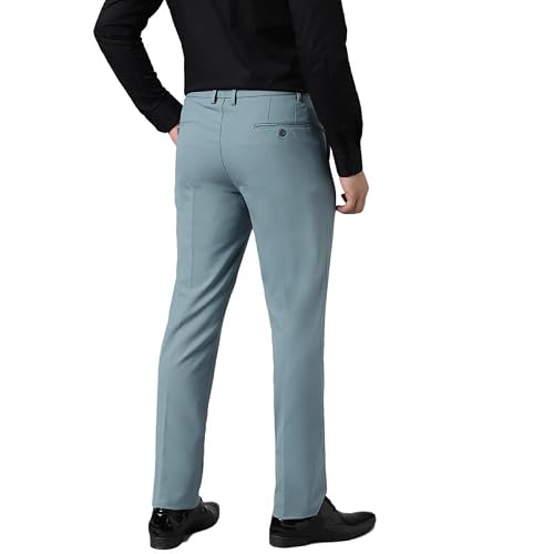 SUBTRACT Men 4 Way Stretch Wrinkle Free Slim Fit Formal Trouser in PowderBlue with 2 Inch Flexible Waistband | Men's Trousers for Office Or Party (PowderBlue,38)