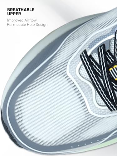 XTEP Mens Mesh Upper IP Midsole Lightweight Comfortable Stable Support Running Shoes I White/Grey/Orange