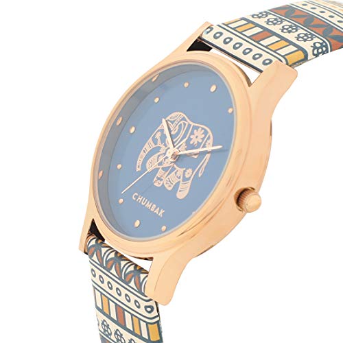 TEAL BY CHUMBAK Round Dial Analog Watch for Women,Aztec Collection, Printed Vegan Leather Strap,Gifts for Women/Girls/Ladies,Stylish Fashion Watch for Casual/Work - Multi