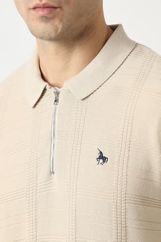 Men Beige Textured Sweater
