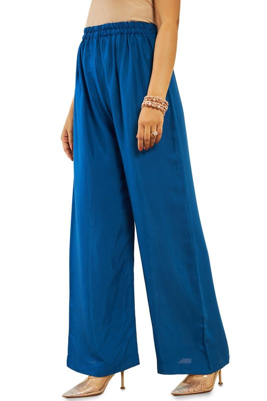 Soch Womens Blue Silk Unstitched Dress Material With Zari Woven Floral Designs And Embroidery