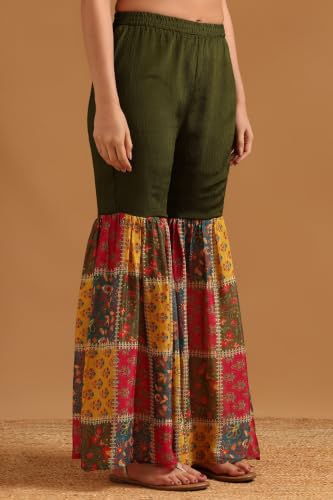 Soch Womens Green Viscose Blend Ethnic Motifs Zari Embroidered Salwar Suit With Sequin