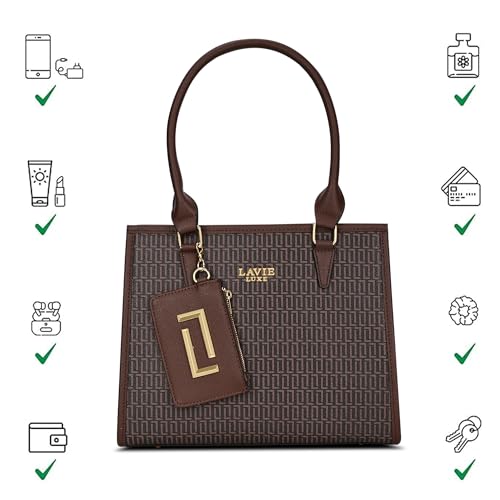 Lavie Luxe Women's Monogram Quad26 Medium Tote Handbag | Tote Bag For Work | Ladies purse | Stylish Shoulder Bag | Gift For Women