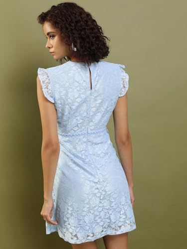 Tokyo Talkies Women Round Neck Sleeveless Mini Dress TTJ6012427 Blue L