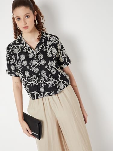 Max Women Embroidered Shirt (Black_XS)
