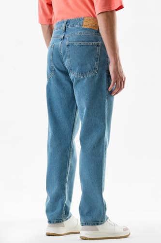SNITCH Men Blue Jeans | Relaxed Fit Solid Pattern | 100% Cotton Smooth Texture & Durable Denim Weave | Casual & Street Wear for Everyday Comfort